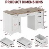 GOCAPTAIN 58 in Farmhouse Home Office Executive Desk, Wooden Writing Desk with 5 Drawers & Cabinet, Rustic Computer Table for Living Room Study - 3 of 4