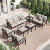 Heynemo Outdoor Patio Furniture Set, 7 Piece Patio Seating Set with Side Table and Ottomans, Metal Furniture Set for Porch Backyard Garden - 2 of 4