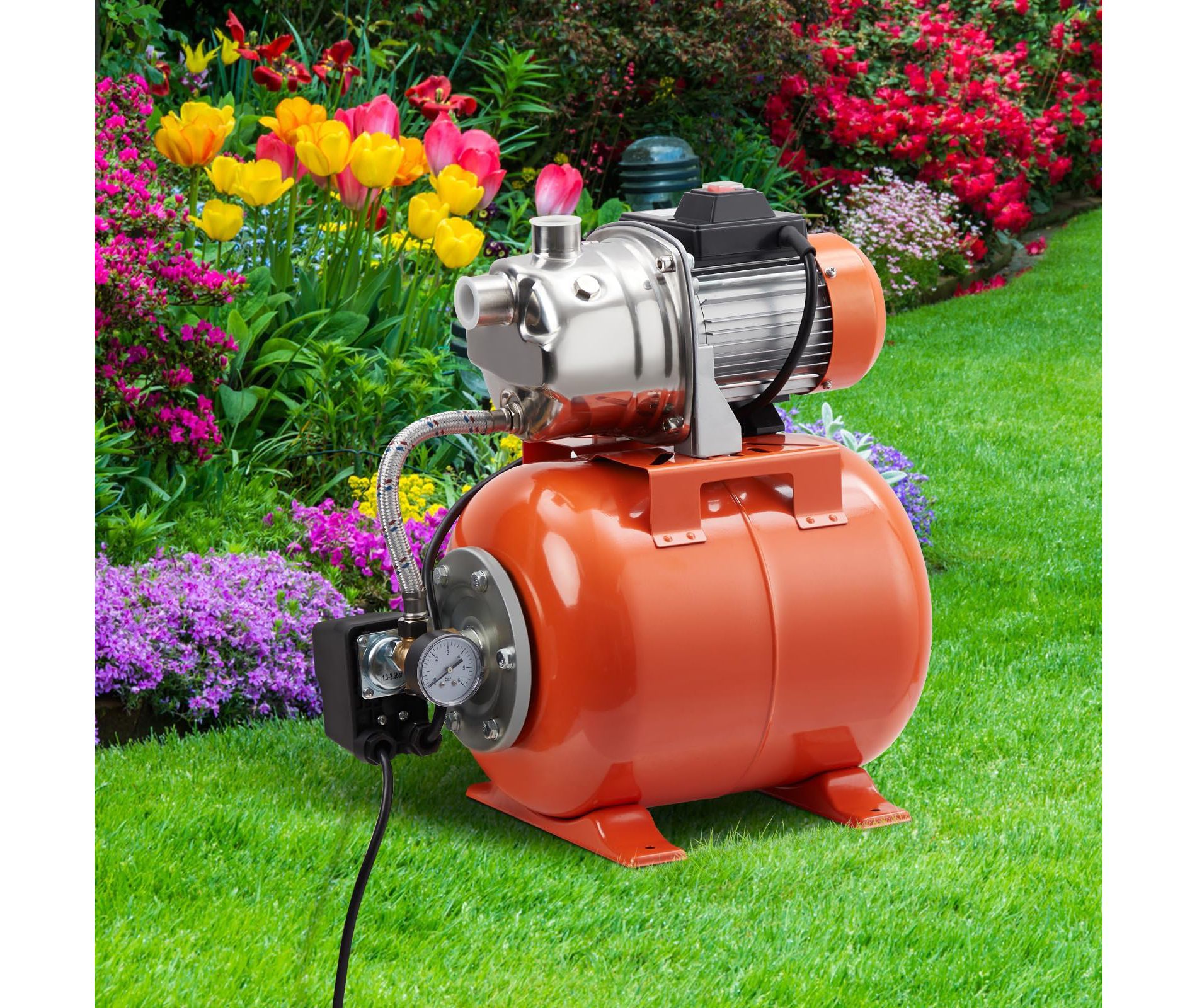 3/4HP Shallow Well Pump with Pressure Tank, Shallow Well Jet Pump, Water Pump With Automatic Pressure Switch,for Garden, Well, Irrigation…