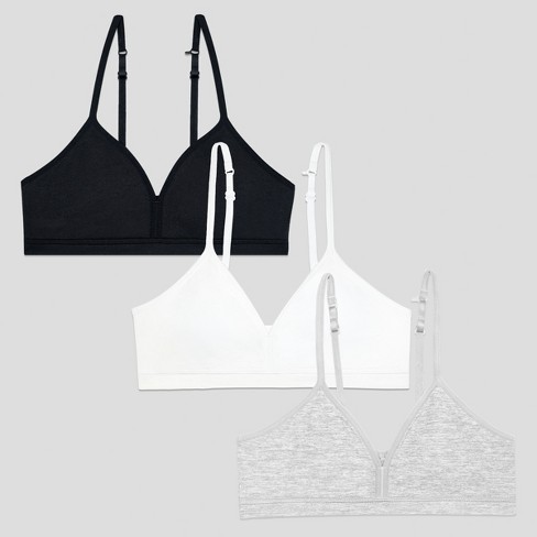Fruit Of The Loom Girls Soft And Smooth Training Bra Pack Black  Hue/white/grey Heather L : Target