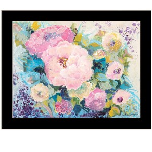 HomeRoots Fresh Florals Black Framed Print Wall Art - 1 of 4