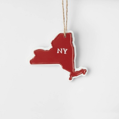 4'' Red Metal New York on White Wood Christmas Tree Ornament - Wondershop™