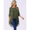 INSPIRE CHIC Women's High Low Hem Scoop Neck Asymmetrical 3/4 Sleeve Summer Top - 2 of 4