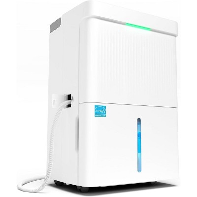 R.W.FLAME 50 Pint Dehumidifier with Pump & Drain Hose - Smart Humidity Control, 3 Modes, Child Lock, 24H Timer, Portable Wheels for Garage/Basement