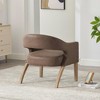 Kumasinova 32" Modern Barrel Accent Chair,Dining Chairs with Open Back,Upholstery,Weathered Wood Legs,Chairs for Dining Room,Living Room - 2 of 4