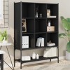 vidaXL Engineered Wood Bookcase - Black Freestanding Shelving Unit/Bookshelf/Storage Rack/Room Divider - 40.2x11.8x55.7 inches - 2 of 4
