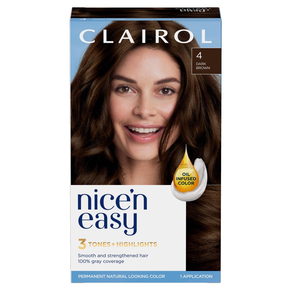 Photos - Hair Dye Clairol Nice'n Easy Permanent Hair Color Cream Kit - 4 Dark Brown 