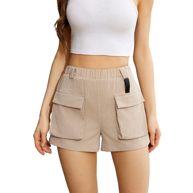 Womens High Waist Cargo Shorts with Pockets, 1 of 8