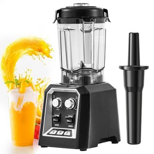 VEVOR Professional Blender, Commercial Countertop Blenders, 68 oz Glass Jar Blender Combo, Stainless Steel 3 Functions Blender, Black - 1 of 4