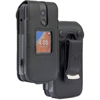 Nakedcellphone Vegan Leather Case with Belt Clip for Alcatel TCL Flip 2 Phone (T408DL, 4058G) - Black