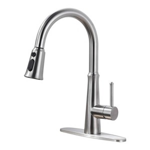 WOWOW  Single-Handle Pull-Down Sprayer Kitchen Faucet Stainless Steel in Brushed Nickel - 1 of 4