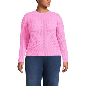 Lands' End Women's Drifter Modern Cable Crew Sweater - 1 of 3