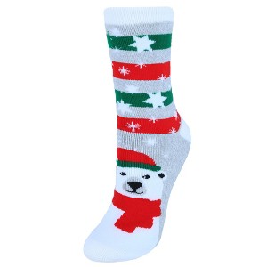 Gold Medal Women's Holiday Super Soft Crew Sock with Grippers - 1 of 1