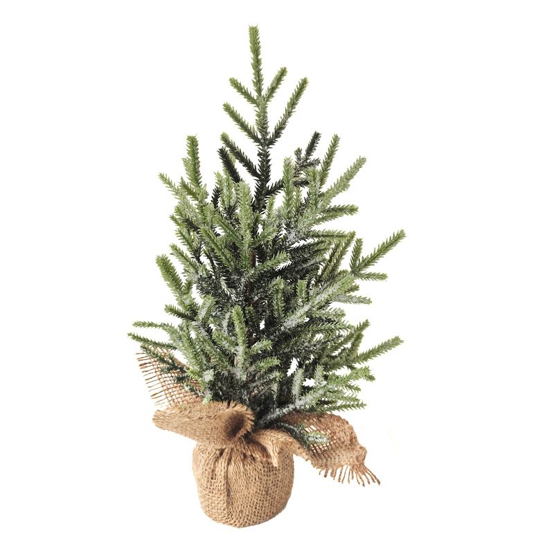 Northlight Frosted Pine Tree with Natural Jute Base Christmas Decoration - 13.25", 1 of 3