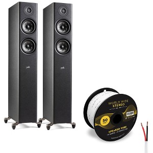 Polk Audio Reserve 500 Compact Floorstanding Speaker Pair with 14 Gauge Speaker Wire - 50 Feet (Black) - 1 of 4
