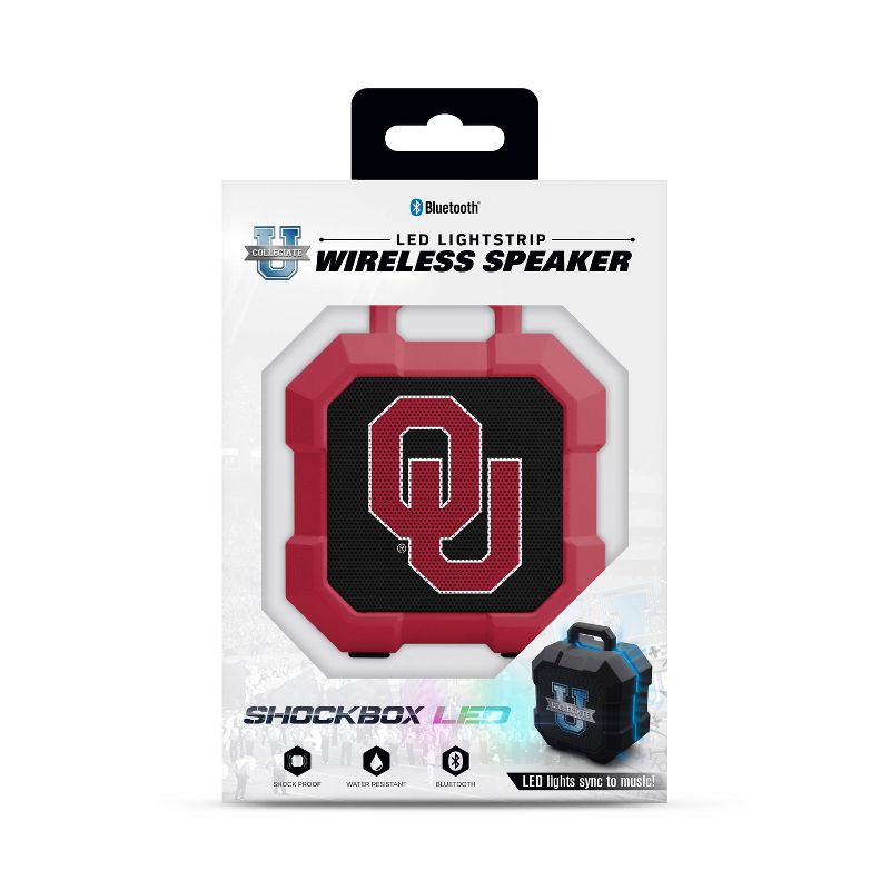 NCAA Oklahoma Sooners LED Shock Box Bluetooth Speaker, 3 of 5