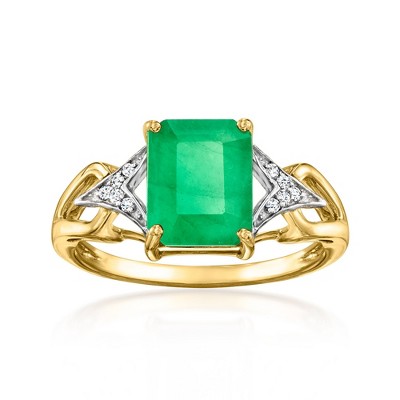 Ross-Simons 2.10 Carat Emerald Ring With Diamonds in 14kt Yellow Gold
