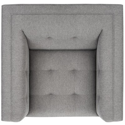 Gray Velvet and Wood Accent Chair with Tufted Design