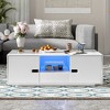 Lyngins Modern High Glossy Rectangle Coffee Table with 16-Color LED Lights, Center Table with Storage (2 Cabinets, 1 Drawer, 1 Shelf) for Living Room - 2 of 4