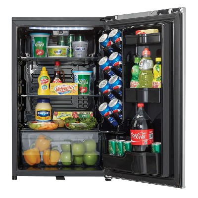 Silver and Black 4.4 cu. ft. Freestanding Mini Fridge with Chrome Handle