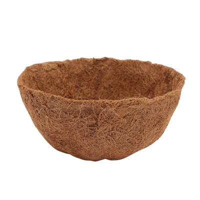 Black Metal Hanging Planter Pots with Coco Liners, 8 x 17.5 inches, Set of 2