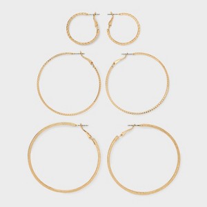 Classic Thin Hoop Earring Set 3pc - A New Day™ Gold - 1 of 3