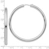 Black Bow Jewelry 3.5mm Round Tube Hoop Earrings in Sterling Silver, 51mm (2 in) - 4 of 4