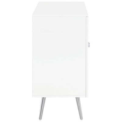 White High Gloss 2-Tier Accent Cabinet with Glass Shelf