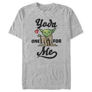 Men's Star Wars Valentine's Day Yoda One for Me Cartoon T-Shirt - 1 of 4