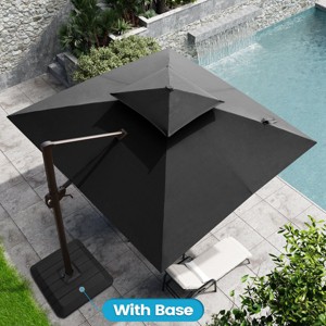 Crestlive Products 10FT Square Double Top Offset Cantilever Umbrella with Base UV30+ Outdoor 360 Degree Rotation 6 Heights Adjustable Umbrella - 1 of 4