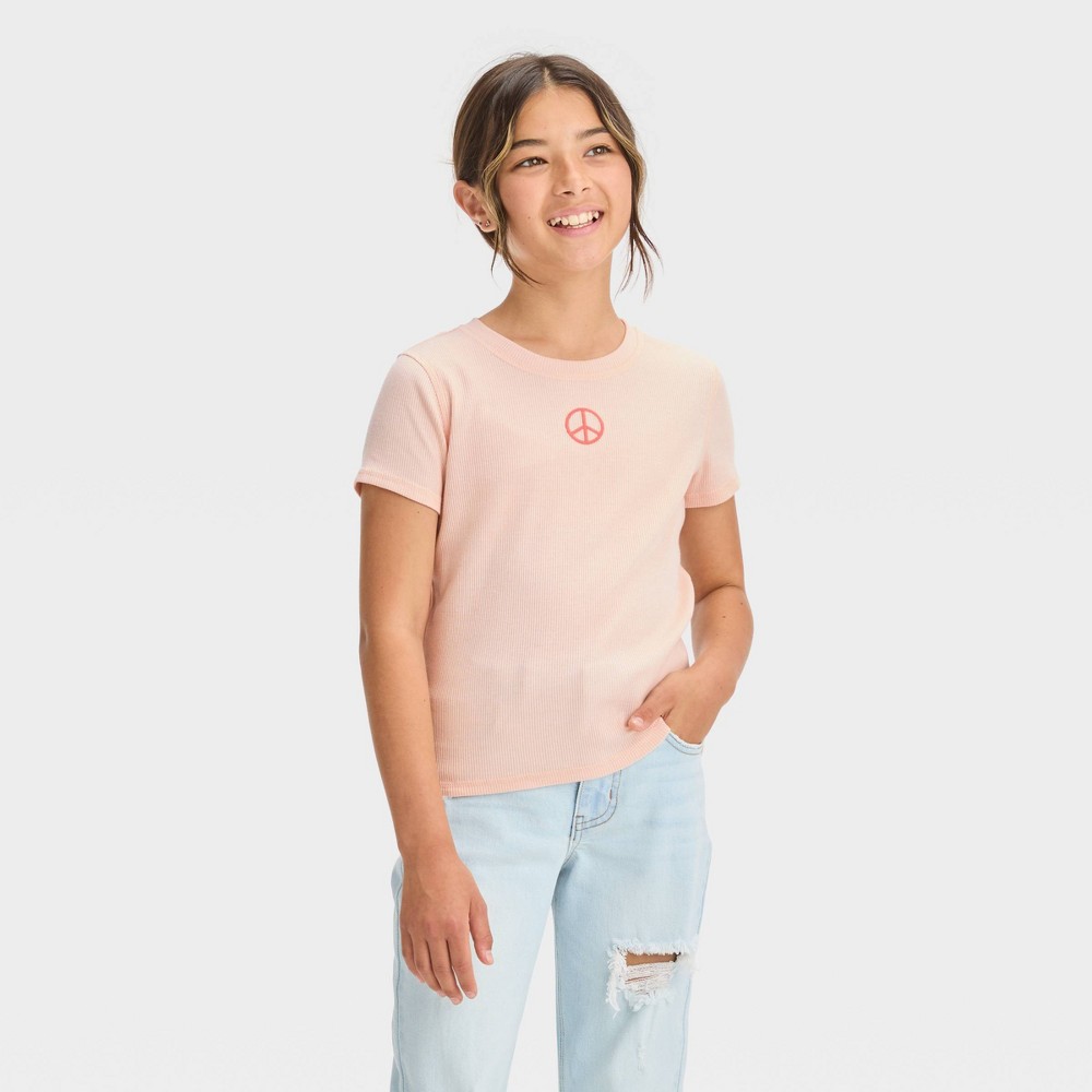  Case Pack Of 14 ) Girls' Short Sleeve Embroidered T-Shirt - art class™ Pink S(2) M(4) L(5) XL(2)XXL(1)