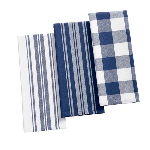 Absorbent Microfiber Kitchen Towels(Set of 3),Nautical Navy Blue Plaid,Tea  Towel for Kitchen/Bathroom Decorative Bar Towels,Farmhouse Buffalo