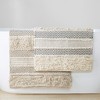 Boho Style Stripe Cotton Indoor Bath Rug, Woven Texture Machine Washable Heavy Shaggy Touch Bath Rug - 4 of 4