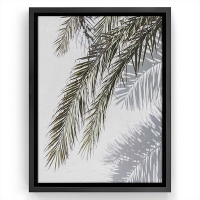 Americanflat - 16x24 Floating Canvas Champagne Gold - Black and White Palms 2 by Gal Design