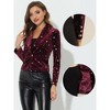 INSPIRE CHIC Women's Metallic Stars Printed Velvet 1 Button Business Office Crop Jacket - 2 of 4