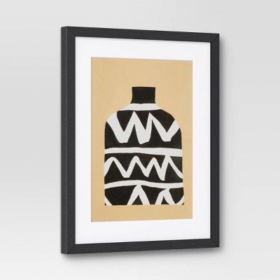 Set of 2 Black and Beige Framed Vase Art Prints