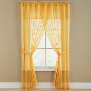 BrylaneHome BH Studio Sheer Voile 5 Piece One-Rod Curtain Set - 1 of 4