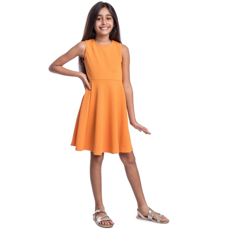 24seven Comfort Apparel Girls Sleeveless Knee Length Fit and Flare Dress, 2 of 5