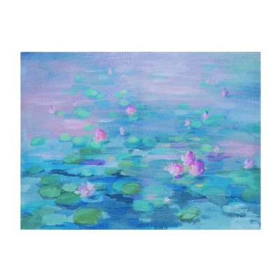 VIP Polyester 23.62 in. Blue Giclee Sunrise Waterlilies Wall Art