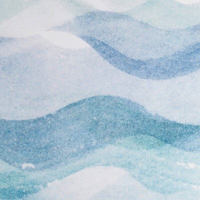 Watercolor Blue and Teal Wavy Polyester Shower Curtain
