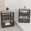 VYNXARIA Set of 2 Modern End Table with Drawer - Nightstand for Bedroom & Living Room, Rustic Wood Grain MDF & Tempered Glass Top - 3 of 4