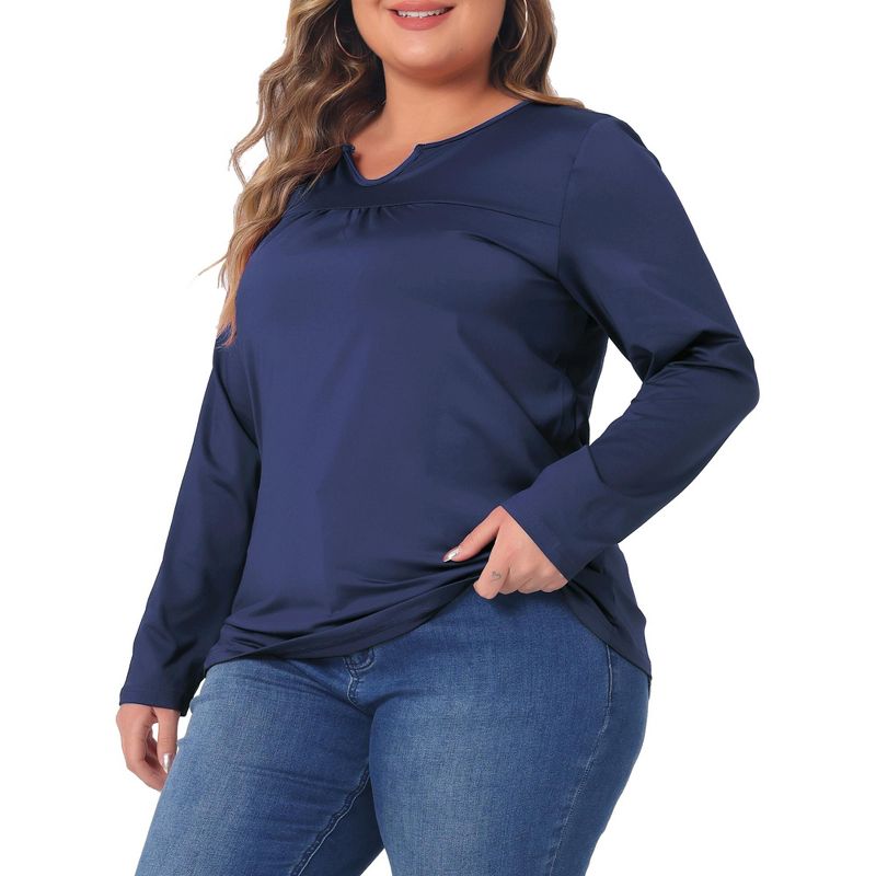 Agnes Orinda Women's Plus Size Long Sleeved Loose Casual Tunic Blouses, 2 of 6