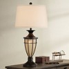 John Timberland Mission Table Lamp with Nightlight 33" Tall Champagne Glass Brushed Iron Cage Beige Fabric Shade for Living Room Family - image 2 of 4