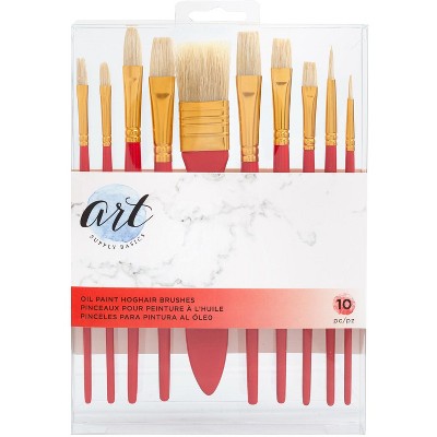 Art Supply Basics Oil Hog Hair Brush Set-10/Pkg