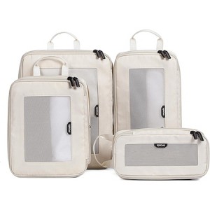 Compression Packing Cubes - 4 Set Durable Travel Organizer Bags Mesh Top, Expandable Travel Accessories Carry - 1 of 4
