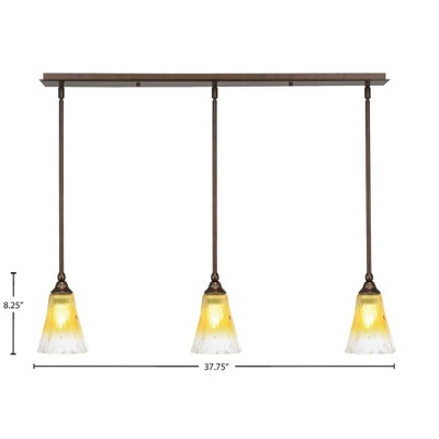 Toltec Lighting Any 3 - Light Chandelier in  Bronze with 5.5" Fluted Gold Champagne Crystal Shade
