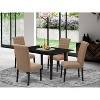 HomeStock 5-Pc Black Solid Wood Top - Rectangular Button Tufted Upholstered Dining Room Set with Butterfly Leaf - Seats 4 - 2 of 4
