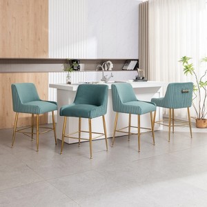 SEYNAR Modern Velvet 37'' H Metal Leg Counter or Bar Stools Set of 4 - 1 of 4