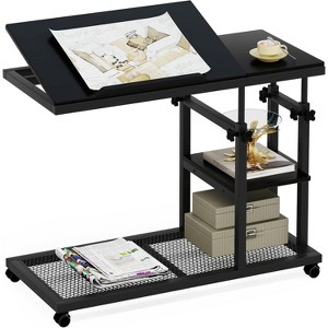 Tribesigns Height Adjustable End Table, C-Type Side Table with Wheels - 1 of 4