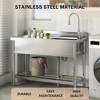 Stainless Steel Utility Sink - Freestanding Commercial Sink with Faucet & Shelf ( Silver) for Restaurant/Kitchen/Outdoor - 4 of 4